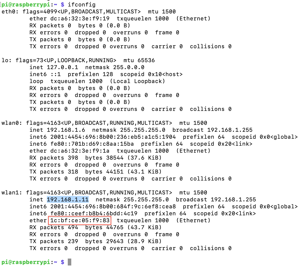 Two Wireless Interfaces Seen from ifconfig
